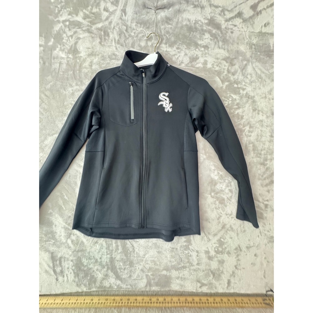 MLB Chicago White Sox Black Full Zip Track Jacket Mens Small Embroidered Logo